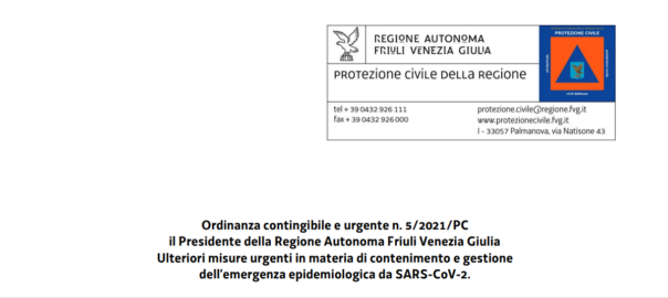 Ordinanza Regionale n. 5/2021 del 3 marzo 2021