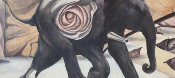 elefante con rosa